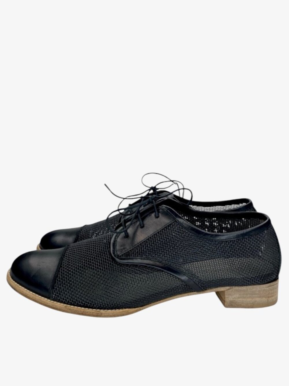 JIL SANDER Leather Lace-Up Oxford Flat Shoes - Black - Size 9